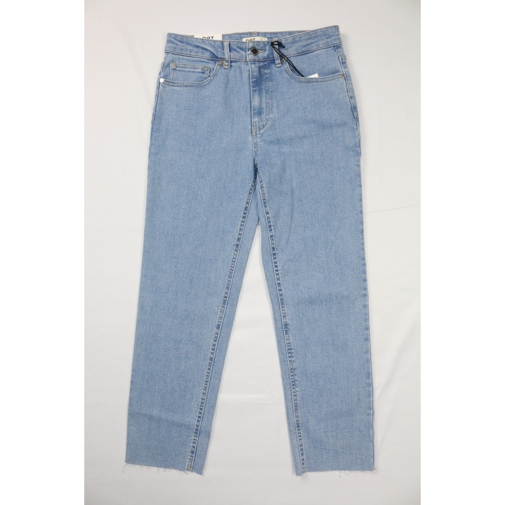 OAT New York Mid Rise Straight Ankle Jeans Women 6/28 NWT Light Wash Raw Hem
